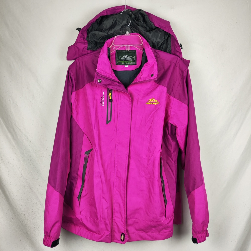Outdoorsport Jacket Womens 4XL Pink Hooded Ski Winter Waterproof Zip Pockets